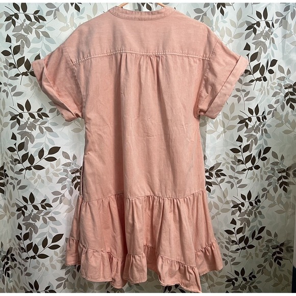 Free People Women's Small Peach Agnes Denim Dress Pleated Tier Small - Picture 3 of 6